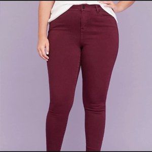Lane Bryant High-Rise Ultimate Stretch Skinny Jeans- Burgandy